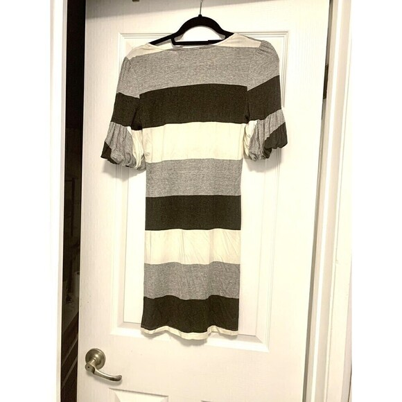 STELLA and Jamie‎ Dress Size Medium Striped Black Gray White - Picture 2 of 6